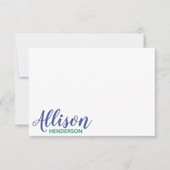 Any Color - Script & Block Personalized Note Cards (Front)
