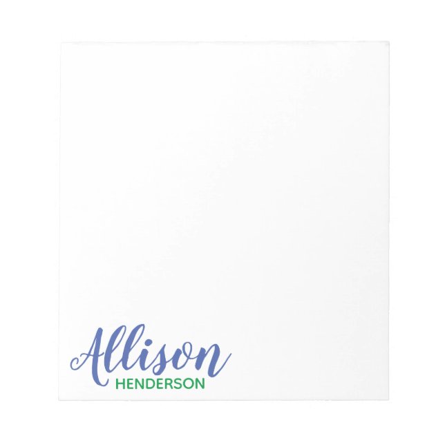 Any Color - Script & Block Personalized Notepad (Front)