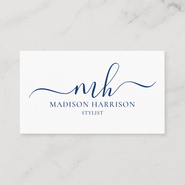 Any Color Script Initials & Name Business Cards (Front)