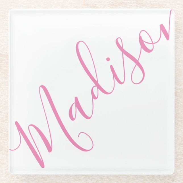 Any Color - Script Name Glass Coasters (Front)