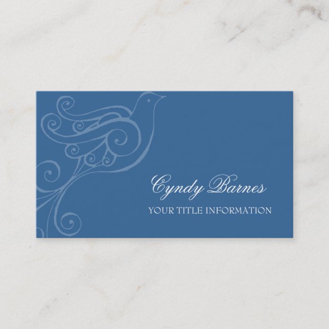 Any Color Scrolly Bird Business Card (Front)
