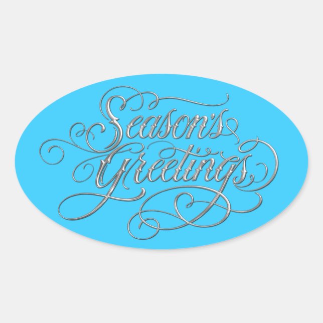 Any Color Season's Greetings Silver Sticker (Front)