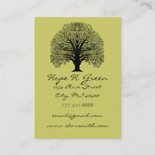 Any Color Shown Lime and BLack Swirled Tree Business Card