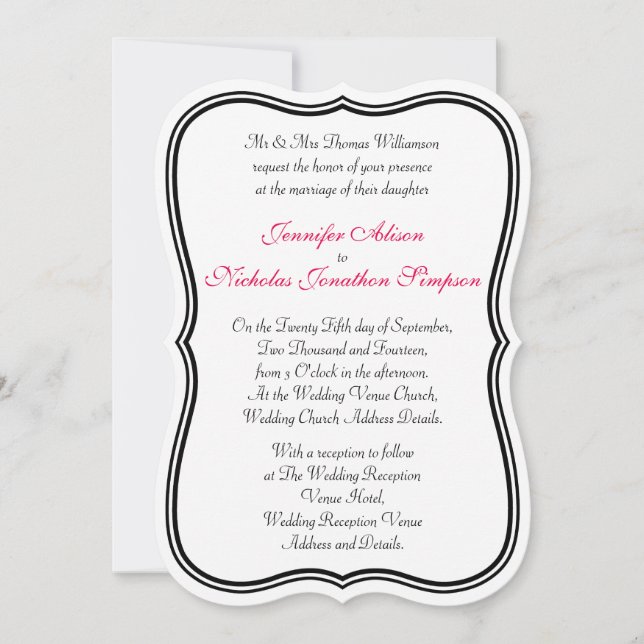 Any Color Simple Double Border Shaped Wedding Invitation (Front)