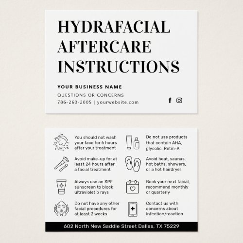 Any Color Simple HydraFacial Aftercare Advice Card