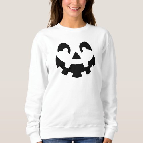 Any Color Smiling Halloween Pumpkin Face Shape Sweatshirt