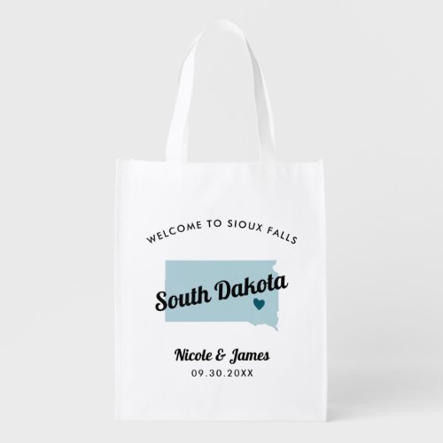 Any Color South Dakota Map Wedding Welcome Bag Grocery Bag