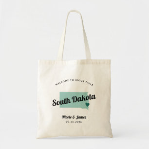 Any Color South Dakota Map Wedding Welcome Bag, Tote Bag