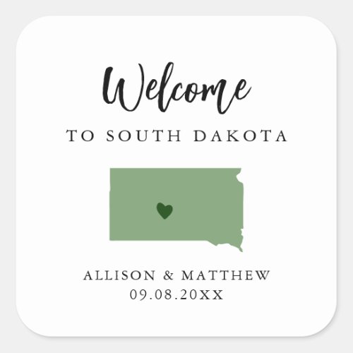 Any Color South Dakota Wedding Welcome Bag Square Sticker