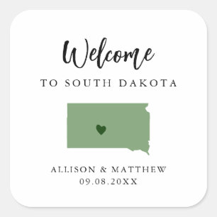 Any Color South Dakota Wedding Welcome Bag Square Sticker