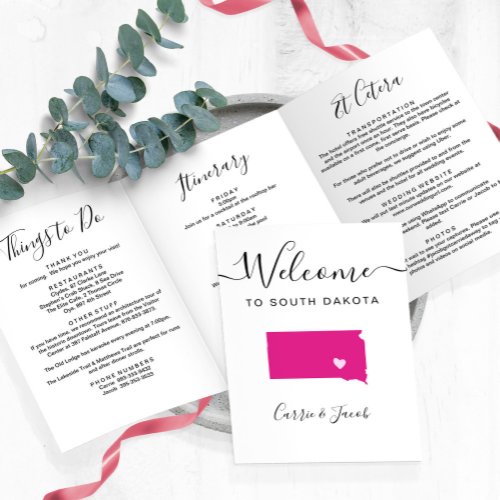 Any Color South Dakota Wedding Welcome Itinerary Tri_Fold Program