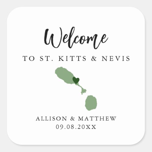 Any Color St Kitts  Nevis Wedding Welcome Bag Square Sticker