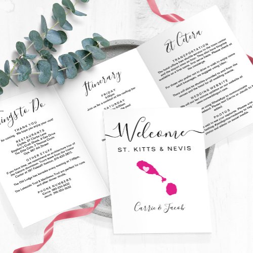 Any Color St Kitts  Nevis Wedding Welcome Letter Tri_Fold Program
