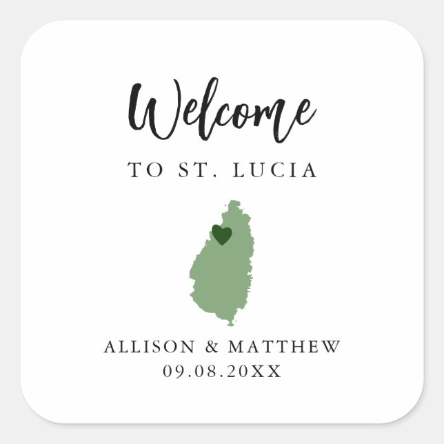 Any Color St. Lucia Wedding Welcome Bag Square Sticker (Front)