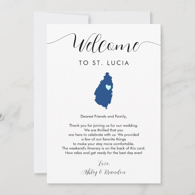 Any Color St. Lucia Wedding Welcome Itinerary (Front)