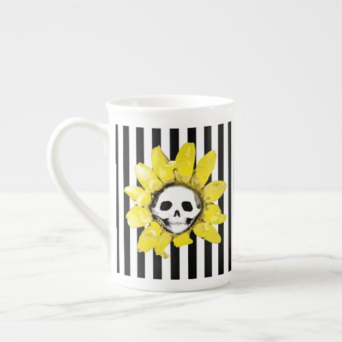 ANY COLOR STRIPE Skull Sunflower Tea Cup