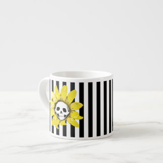 ANY COLOR! STRIPE Skull Sunflower Tiny Tea Cup