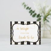 Any Color Stripes & Gold Bridal Shower Recipe Card (Standing Front)