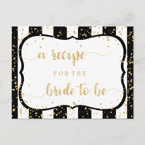 Any Color Stripes  Gold Bridal Shower Recipe Card