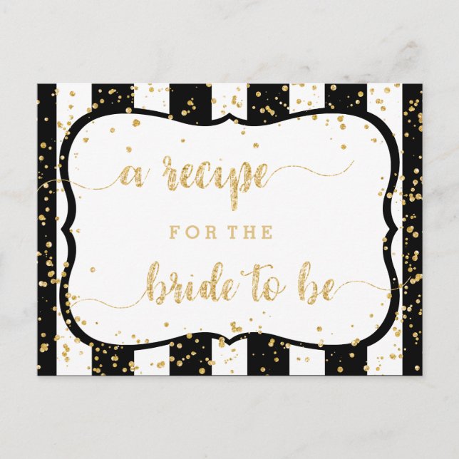 Any Color Stripes & Gold Bridal Shower Recipe Card (Front)