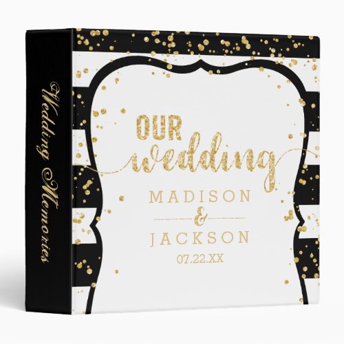 Any Color Stripes  Gold Wedding Photo Album Binder