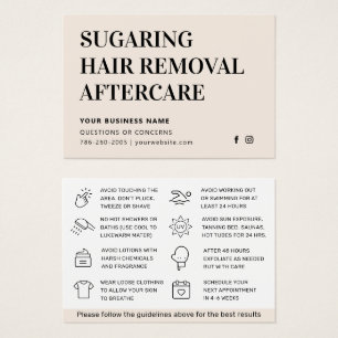 Any Color Sugaring Hair Removal Aftercare Card