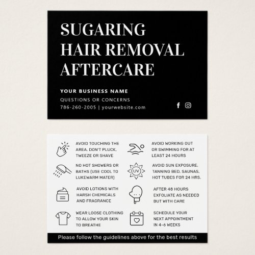 Any Color Sugaring Hair Removal Aftercare Card 