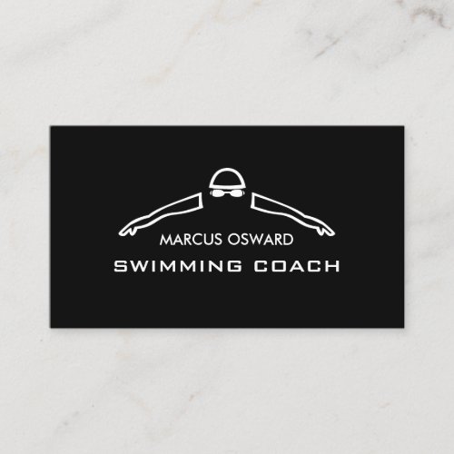 Any Color Swimmer Icon Swimming Coach  Lifeguard Business Card