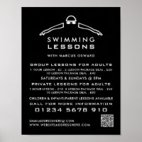 Any Color Swimmer Icon, Swimming Lesson Advert