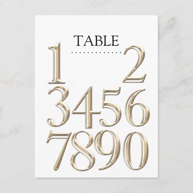 Any Color Table Numbers Block Gold (Front)