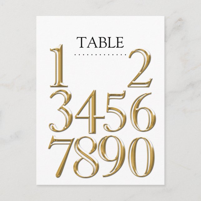 Any Color Table Numbers Block Gold (Front)