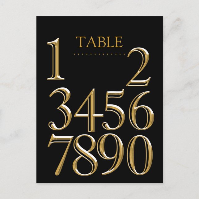 Any Color Table Numbers Block Gold (Front)