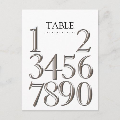 Any Color Table Numbers Block Silver