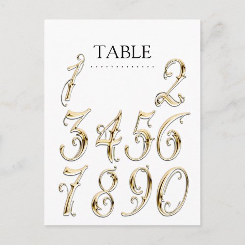 Any Color Table Numbers Fancy Gold