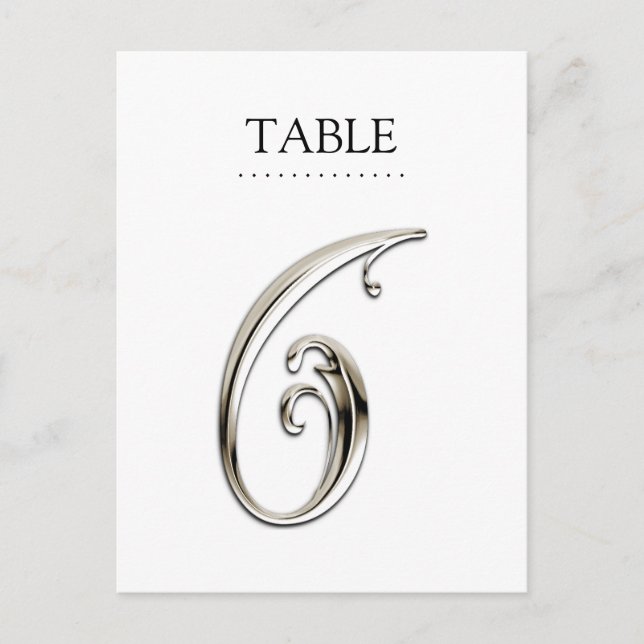 Any Color Table Numbers Fancy Silver (Front)