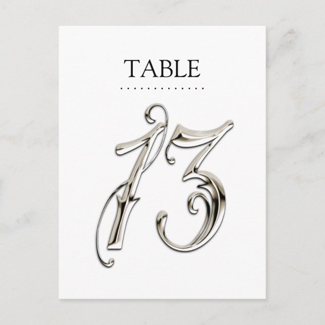 Any Color Table Numbers Fancy Silver (Front)