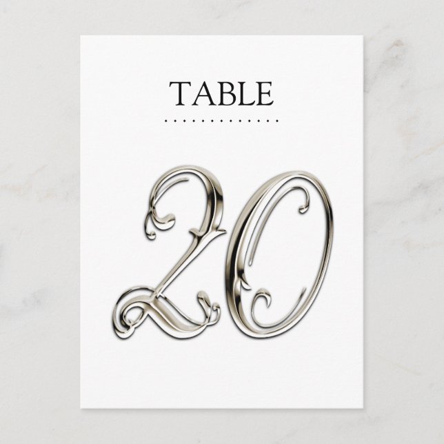 Any Color Table Numbers Fancy Silver (Front)