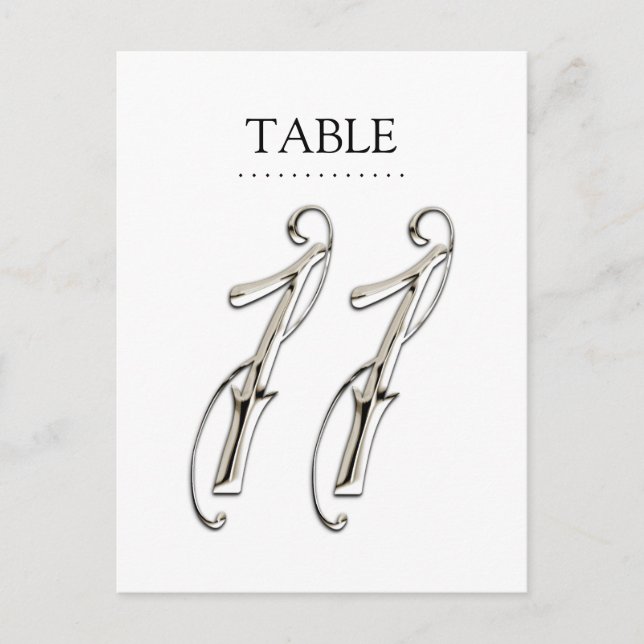 Any Color Table Numbers Fancy Silver (Front)