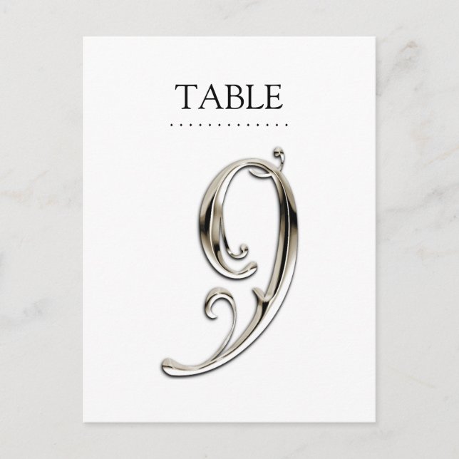 Any Color Table Numbers Fancy Silver (Front)