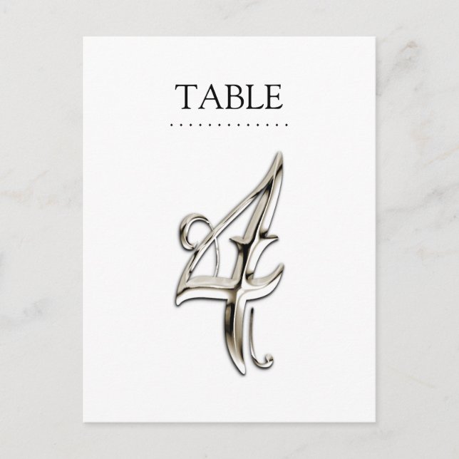 Any Color Table Numbers Fancy Silver (Front)