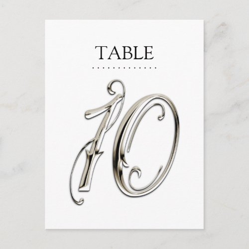 Any Color Table Numbers Fancy Silver