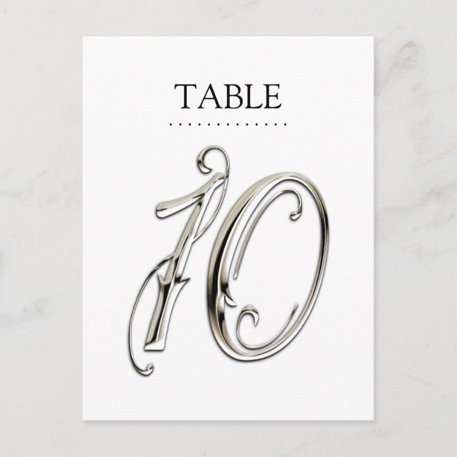 Any Color Table Numbers Fancy Silver (Front)