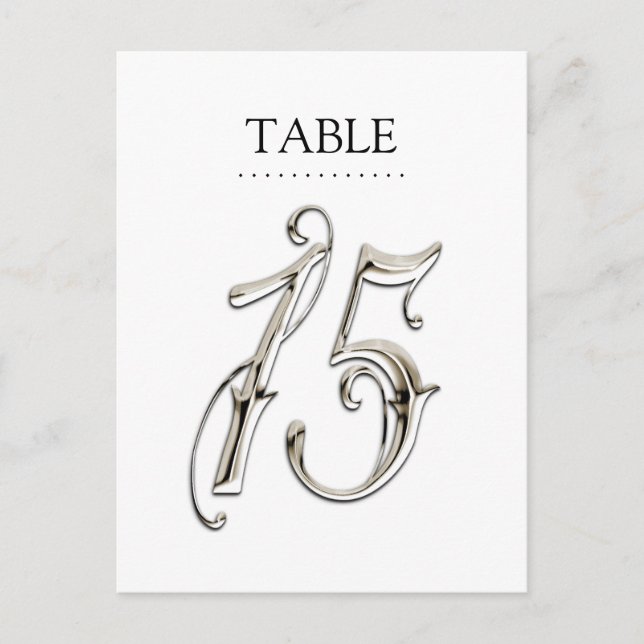 Any Color Table Numbers Fancy Silver (Front)
