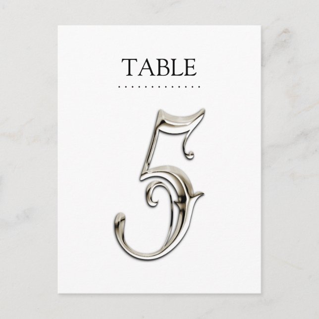 Any Color Table Numbers Fancy Silver (Front)