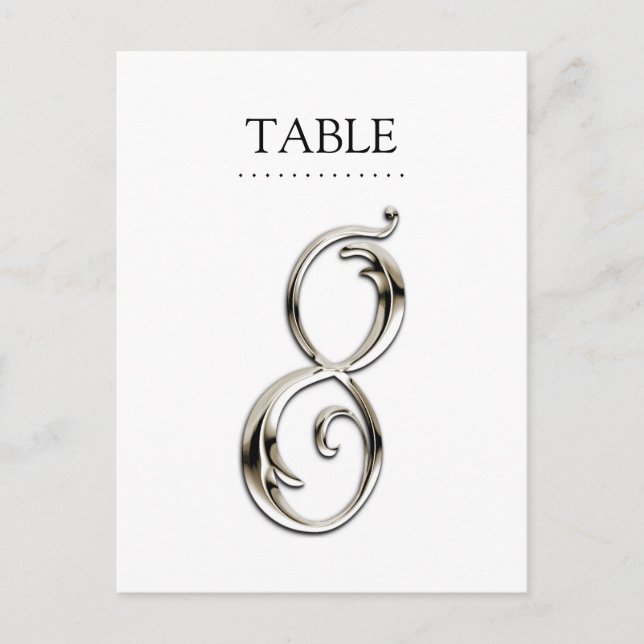 Any Color Table Numbers Fancy Silver (Front)