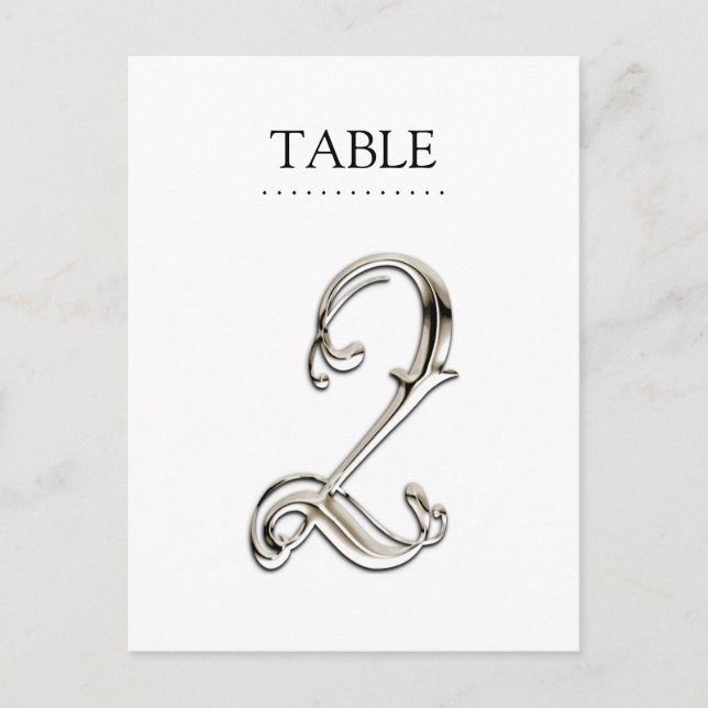 Any Color Table Numbers Fancy Silver (Front)