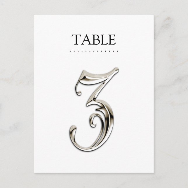 Any Color Table Numbers Fancy Silver (Front)