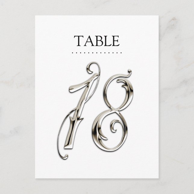Any Color Table Numbers Fancy Silver (Front)