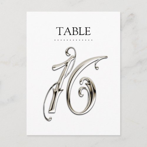 Any Color Table Numbers Fancy Silver