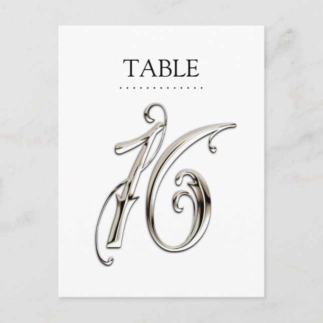 Any Color Table Numbers Fancy Silver (Front)
